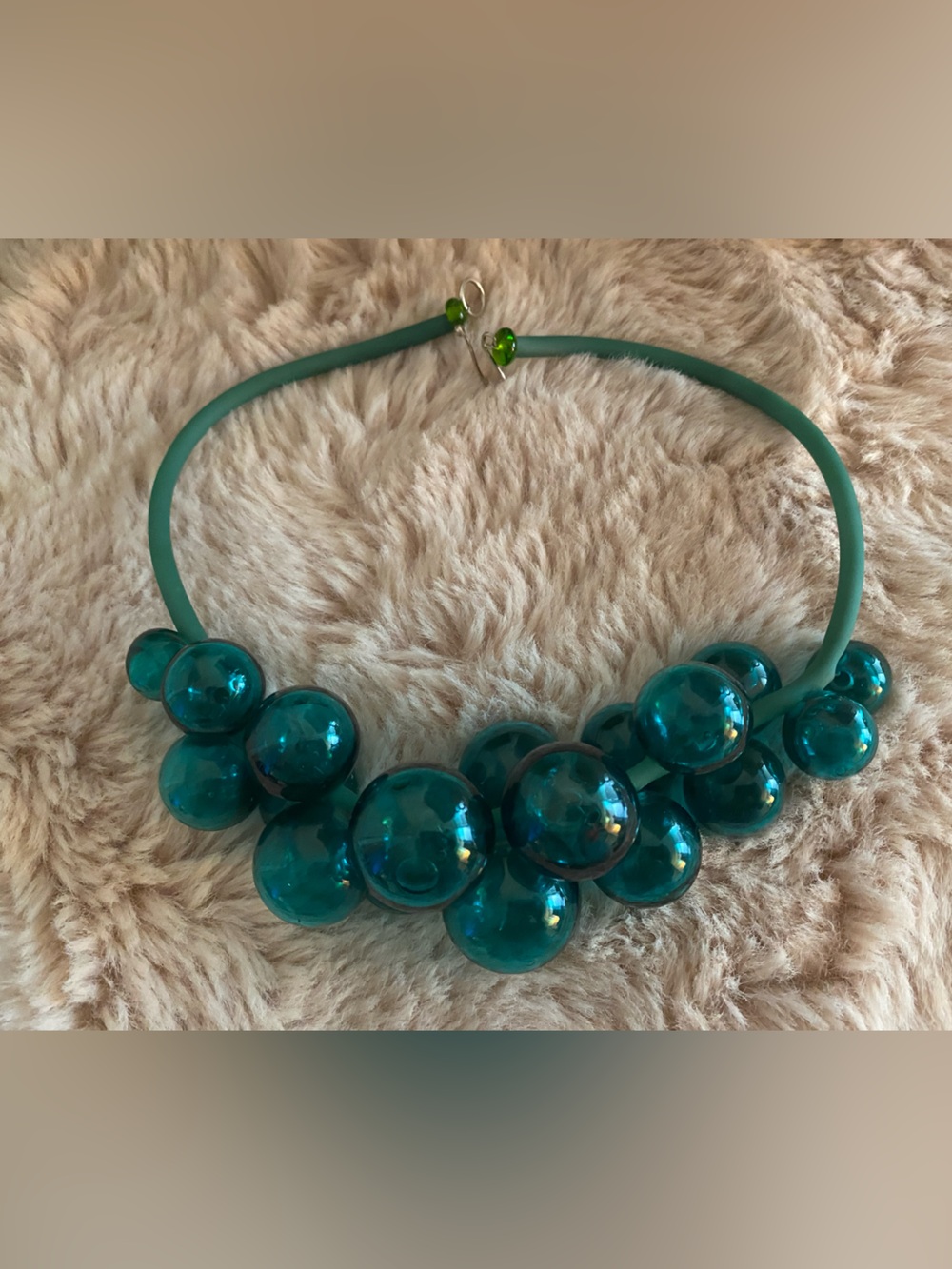 Artist Handmade Teal Bubble Statement Necklace - Women Jewelry